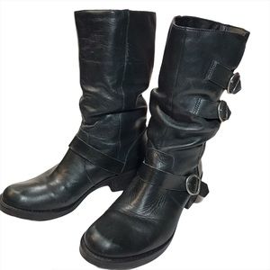 🌹Moto-X leather women slouch boots, black, size 10M Matisse made in Brazil